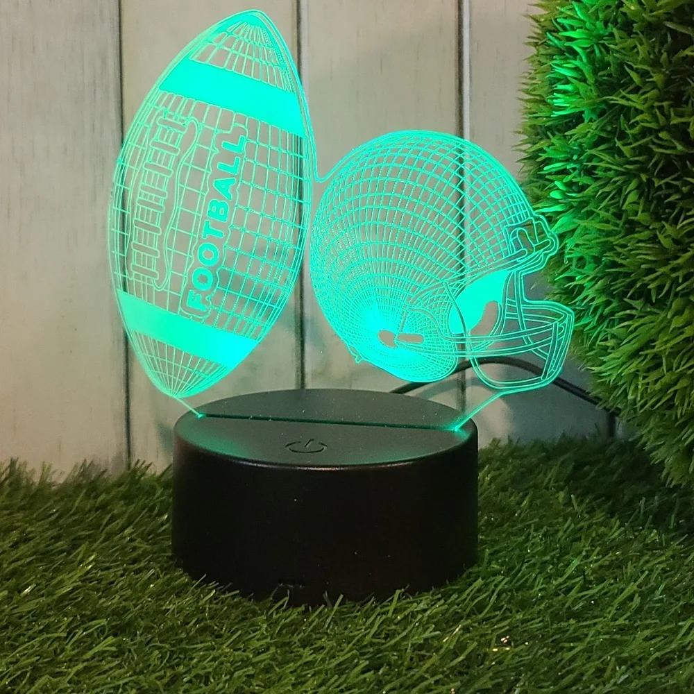 3D Football & Helmet Night Light LED color changing  USB cord or battery -HP NWT